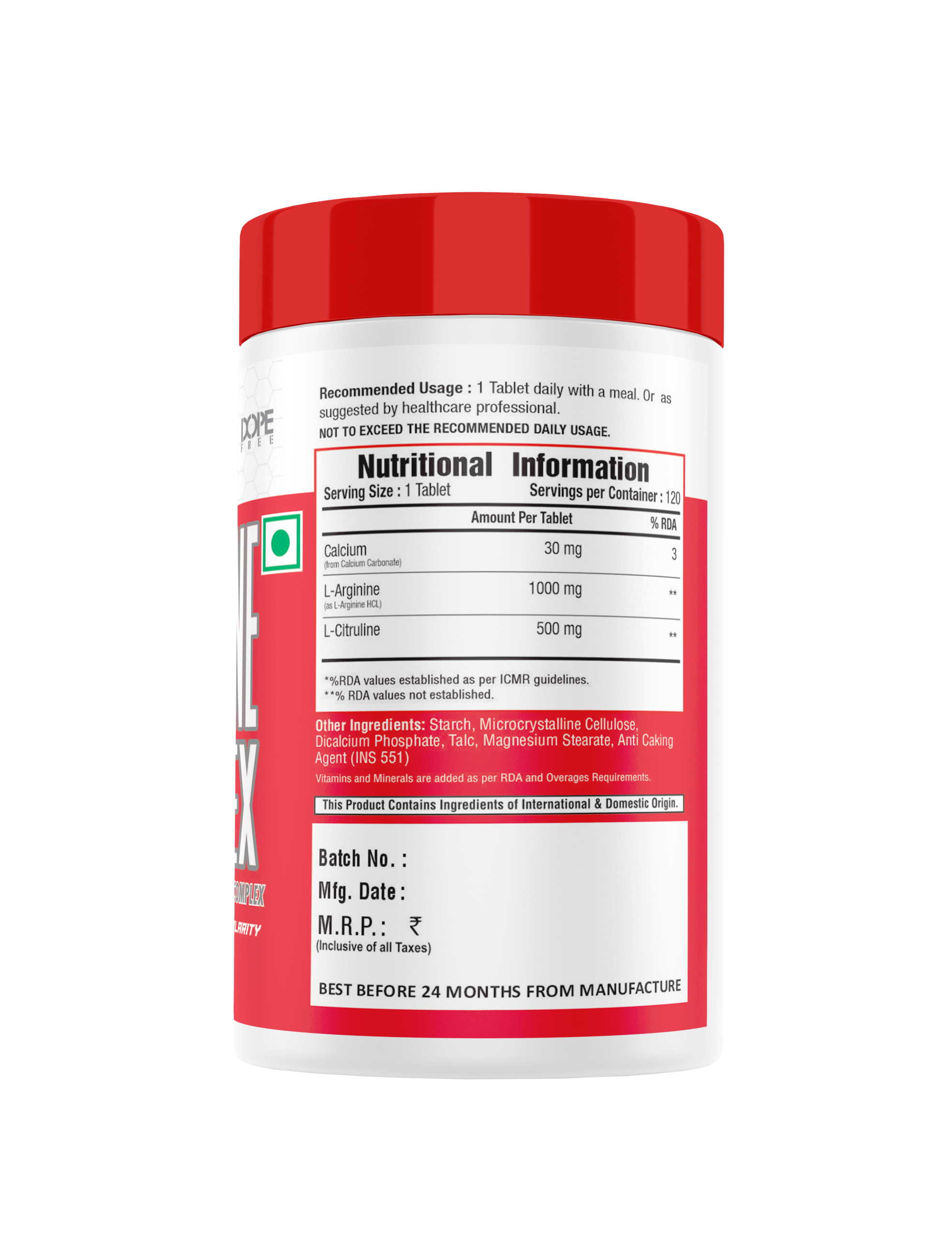 Big Boys Nutrition L-Arginine, 120 tabs - Image 3