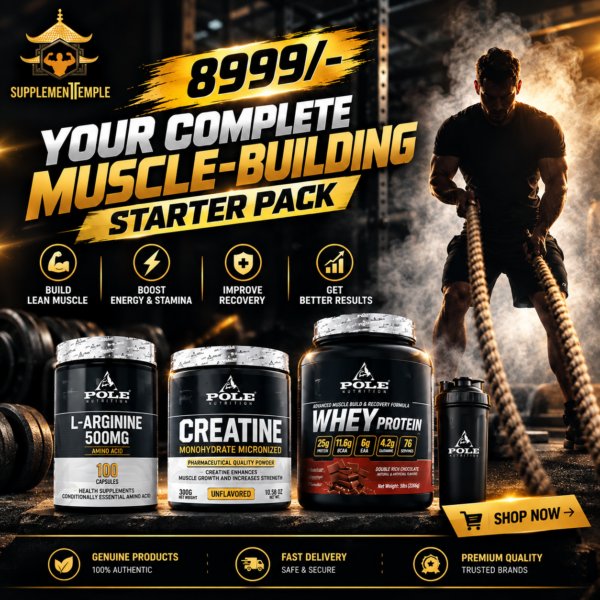 Muscle-Building Starter Pack – Whey Protein + Creatine + L-Arginine - Combo Offer